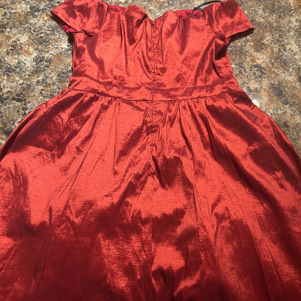 Mid length red dress